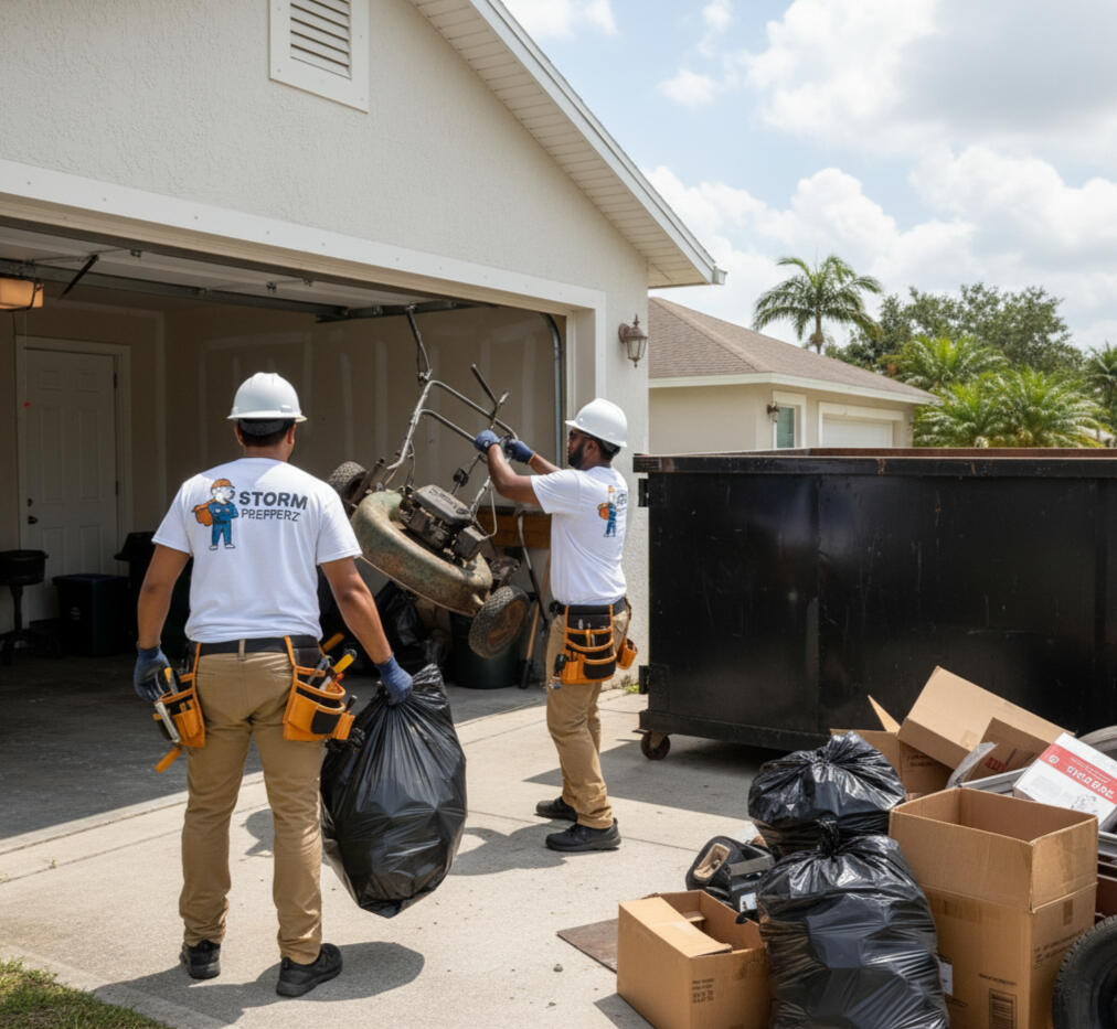 Cleanout Men cleaning out a garage